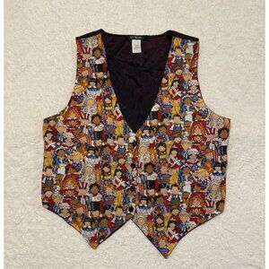 Novelty 111 Main Women's Teacher Vest USA American Flag Kids Character Print